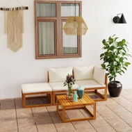 Detailed information about the product 4 Piece Garden Lounge Set with Cushion Cream Solid Acacia Wood