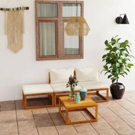 Detailed information about the product 4 Piece Garden Lounge Set with Cushion Cream Solid Acacia Wood