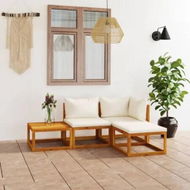 Detailed information about the product 4 Piece Garden Lounge Set with Cushion Cream Solid Acacia Wood