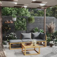 Detailed information about the product 4 Piece Garden Lounge Set with Cushion Solid Acacia Wood