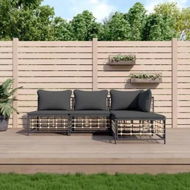 Detailed information about the product 4 Piece Garden Lounge Set with Cushions Anthracite Poly Rattan