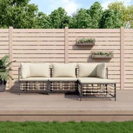 Detailed information about the product 4 Piece Garden Lounge Set with Cushions Anthracite Poly Rattan