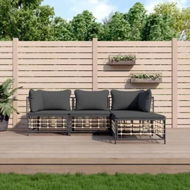 Detailed information about the product 4 Piece Garden Lounge Set with Cushions Anthracite Poly Rattan