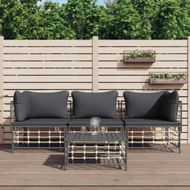 Detailed information about the product 4 Piece Garden Lounge Set with Cushions Anthracite Poly Rattan