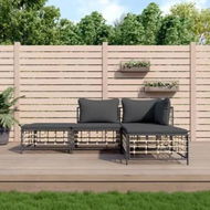 Detailed information about the product 4 Piece Garden Lounge Set with Cushions Anthracite Poly Rattan