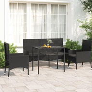 Detailed information about the product 4 Piece Garden Lounge Set With Cushions Black Poly Rattan