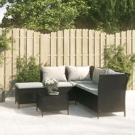 Detailed information about the product 4 Piece Garden Lounge Set with Cushions Black Poly Rattan