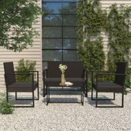 Detailed information about the product 4 Piece Garden Lounge Set With Cushions Black Poly Rattan