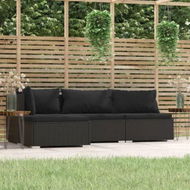 Detailed information about the product 4 Piece Garden Lounge Set With Cushions Black Poly Rattan