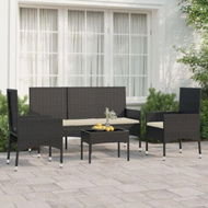 Detailed information about the product 4 Piece Garden Lounge Set With Cushions Black Poly Rattan