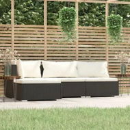 Detailed information about the product 4 Piece Garden Lounge Set with Cushions Black Poly Rattan