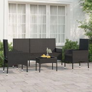 Detailed information about the product 4 Piece Garden Lounge Set With Cushions Black Poly Rattan