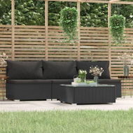 Detailed information about the product 4 Piece Garden Lounge Set With Cushions Black Poly Rattan