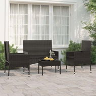 Detailed information about the product 4 Piece Garden Lounge Set With Cushions Black Poly Rattan