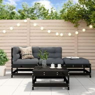 Detailed information about the product 4 Piece Garden Lounge Set with Cushions Black Solid Wood