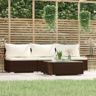 Detailed information about the product 4 Piece Garden Lounge Set With Cushions Brown Poly Rattan