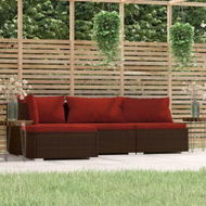 Detailed information about the product 4 Piece Garden Lounge Set With Cushions Brown Poly Rattan