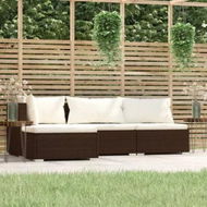 Detailed information about the product 4 Piece Garden Lounge Set with Cushions Brown Poly Rattan