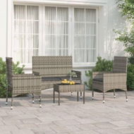 Detailed information about the product 4 Piece Garden Lounge Set With Cushions Grey Poly Rattan