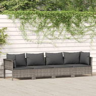 Detailed information about the product 4 Piece Garden Lounge Set With Cushions Grey Poly Rattan