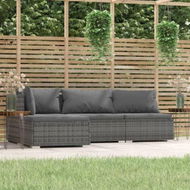 Detailed information about the product 4 Piece Garden Lounge Set With Cushions Grey Poly Rattan