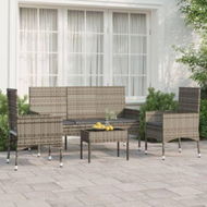 Detailed information about the product 4 Piece Garden Lounge Set With Cushions Grey Poly Rattan