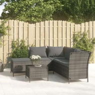 Detailed information about the product 4 Piece Garden Lounge Set with Cushions Grey Poly Rattan