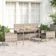 Detailed information about the product 4 Piece Garden Lounge Set With Cushions Grey Poly Rattan