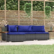 Detailed information about the product 4 Piece Garden Lounge Set With Cushions Grey Poly Rattan