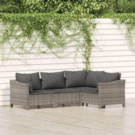 Detailed information about the product 4 Piece Garden Lounge Set With Cushions Grey Poly Rattan