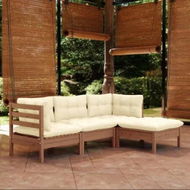 Detailed information about the product 4 Piece Garden Lounge Set with Cushions Honey Brown Pinewood