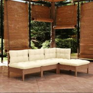 Detailed information about the product 4 Piece Garden Lounge Set with Cushions Honey Brown Pinewood