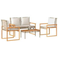 Detailed information about the product 4 Piece Garden Lounge Set with Cushions Mix Beige Poly Rattan