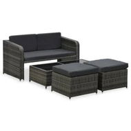Detailed information about the product 4 Piece Garden Lounge Set with Cushions Poly Rattan Anthracite