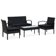 Detailed information about the product 4 Piece Garden Lounge Set With Cushions Poly Rattan Black