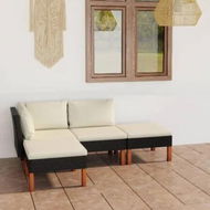 Detailed information about the product 4 Piece Garden Lounge Set with Cushions Poly Rattan Black