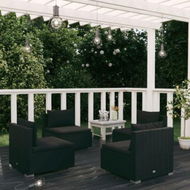 Detailed information about the product 4 Piece Garden Lounge Set With Cushions Poly Rattan Black