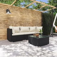 Detailed information about the product 4 Piece Garden Lounge Set with Cushions Poly Rattan Black