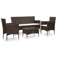 Detailed information about the product 4 Piece Garden Lounge Set With Cushions Poly Rattan Brown