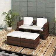 Detailed information about the product 4 Piece Garden Lounge Set with Cushions Poly Rattan Brown