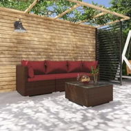 Detailed information about the product 4 Piece Garden Lounge Set with Cushions Poly Rattan Brown