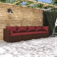 Detailed information about the product 4 Piece Garden Lounge Set with Cushions Poly Rattan Brown