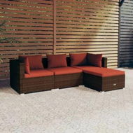 Detailed information about the product 4 Piece Garden Lounge Set with Cushions Poly Rattan Brown