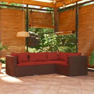 Detailed information about the product 4 Piece Garden Lounge Set with Cushions Poly Rattan Brown