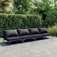 Detailed information about the product 4 Piece Garden Lounge Set with Cushions Poly Rattan Dark Grey