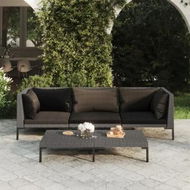 Detailed information about the product 4 Piece Garden Lounge Set with Cushions Poly Rattan Dark Grey