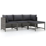 Detailed information about the product 4 Piece Garden Lounge Set With Cushions Poly Rattan Grey