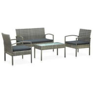 Detailed information about the product 4 Piece Garden Lounge Set With Cushions Poly Rattan Grey