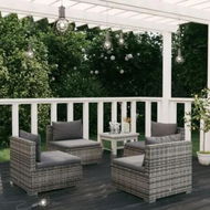 Detailed information about the product 4 Piece Garden Lounge Set with Cushions Poly Rattan Grey