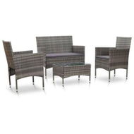 Detailed information about the product 4 Piece Garden Lounge Set With Cushions Poly Rattan Grey